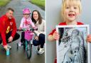 A little girl from Ceredigion in West Wales is cycling the equivalent distance between Swansea and Bristol