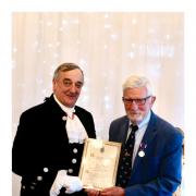The High Sheriff of Dyfed presented Tim Richards with his award