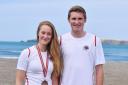 Lowri Davies, 15 yrs from Cardigan and Dafydd Nicholls, 16 yrs from Cilgerran, represented Wales at the Atlantic Games in the Welsh Junior Under 19s Surf Lifesaving Team. 
PICTURE: Julie John (33908372)