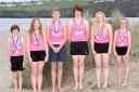 Tom Rees, Bethan Phillips, Dafydd Nicholls, Rhodri Rees, Menna Phillips and Elin Nicholl of Poppit Surf Lifesaving Club show the medals they picked up at the end of the seasonPICTURE: Julie John