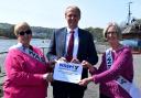 Ben Lake is pictured previously signing the WASPI Pledge with WASPIs Melinda Williams and Pamela Judge.