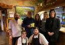 Owner Dewi Davies is pictured with the staff at the Nags Head in Abercych, with the award.