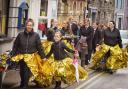 Some of the performers at Ffair Elen parade through Llandysul town on Owain Glyndwr Day