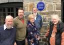 Pictured at the unveiling of the plaque marking the Cardigan’s former sail-makers loft and warehouse are CAS trustees Kathleen Martin, Clive Davies and Adrian Lawes along with Cardigan deputy-mayor Cllr Olwen Davies and building owner James Lynch.