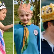 A trio of contrasting crowns at the coronation event in Llandysul.