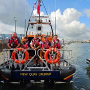 The Roy Barker V leaving Poole Harbour with some of her New Quay crew