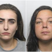 Kirsten Davies and Lauren Clark (L-R) have been jailed for robbing a woman for a packet of cigarettes.