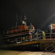 Multi-agency night time rescue on cliffs above Cardigan Bay