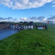 Pro-Palestine protesters demonstrate at MoD Aberporth