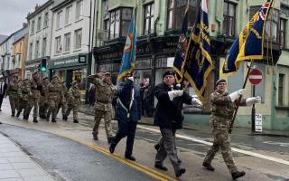 The Remembrance Sunday Parade in Cardigan.