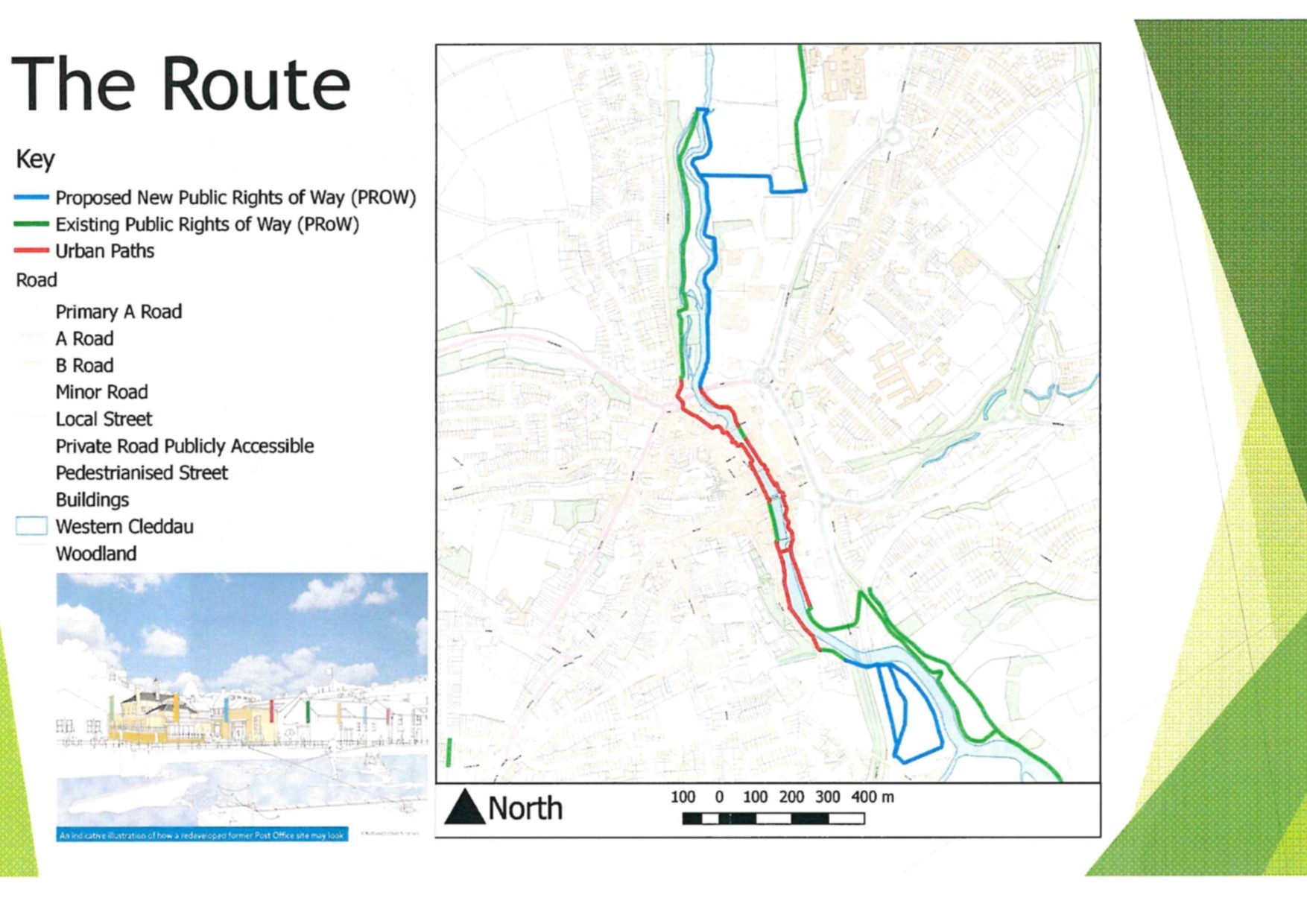 A map of proposed works to the footpaths around the Cleddau in Haverfordwest. PICTURE: Pembrokeshire County Council.