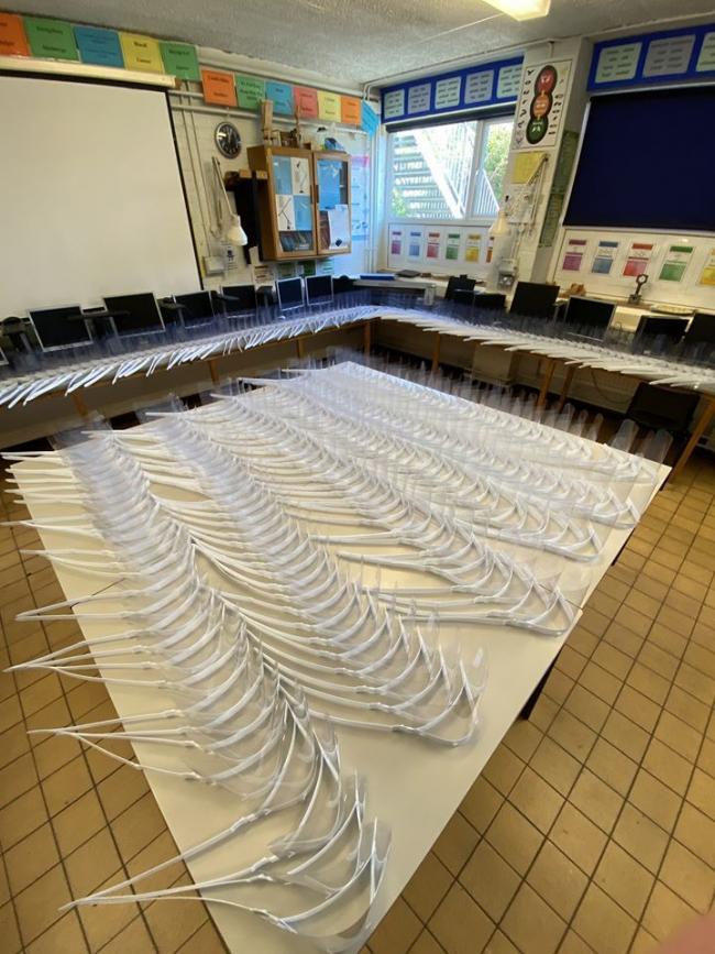 Hundreds of visors have been printed off at Cardigan School. PICTURE: Ysgol Uwchradd Aberteifi Facebook page