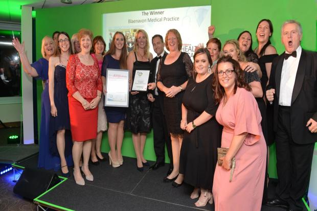 HAPPY DAYS: The team at Blaenavon Medical Practice pick up their award at the 2019 ceremony