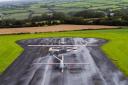 The Coastguard drone on the runway at West Wales Airport. PICTURE: UK Maritime and Coastguard Agency