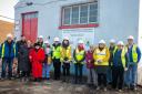 Trustees, funders and builders Jameson as work starts on Aberporth Village Hall.