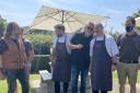 The Hairy Bikers are pictured at The Stackpole Inn with the owner and head chef Matt Waldron.