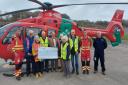 Presentation of Cheque at Llanelli Wales Air Ambulance Trust Operational Base by members of Clwb Rotari Aberaeron Rotary Club A’r Cylch. Picture: Aberaeron Rotary Club