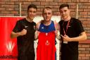 Josh Mellor pictured with Ioan and Garan Croft.