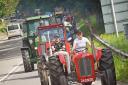 The huge convoy of tractors a they travelled along Cardigan bypass for Saturday's shindig.