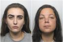 Kirsten Davies and Lauren Clark (L-R) have been jailed for robbing a woman for a packet of cigarettes.