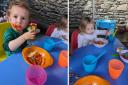 Yum yum! Youngsters enjoying their meals at the Lampeter Family Centre lunch club.