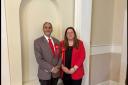 New Labour leader of Hyndburn Council Cllr Munsif Dad with this Spring Hill ward colleague Cllr Kimberly Whitehead at the count on Thursday