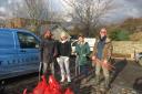 Castle Clean-Up team of Kwame Salam, Zoe Boon, Emma Kilsby and Steve Wierzbicki who met at the castle to clean up bottles and leftover rubbish