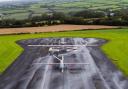 The Coastguard drone on the runway at West Wales Airport. PICTURE: UK Maritime and Coastguard Agency