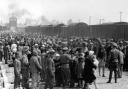 People arriving at the Auschwitz-Birkenau concentration camp, where they were selected to work or for extermination in the gas chambers, 1944.
