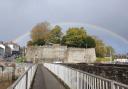 Rainbow over Cardigan Castle. Picture: Stephen Giles