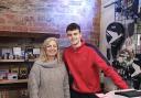 Jaqui and son Ronnie during a busy day at Cardigan's new sports shop FOE Sports