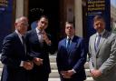 Cyprus’ interior minister Konstantinos Ioannou, second left, with his counterparts Austria’s Gerhard Karner, left, Czech’s Vít Rakusan, right, and Greece’s minister of immigration and asylum Dimitris Kairides, second right in Cyprus (Petros