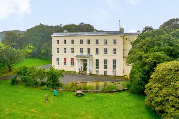 Tivyside Advertiser: A portico'd entrance and a pond greet visitors to the Grade II Listed mansion. Picture: Savills, Cardiff