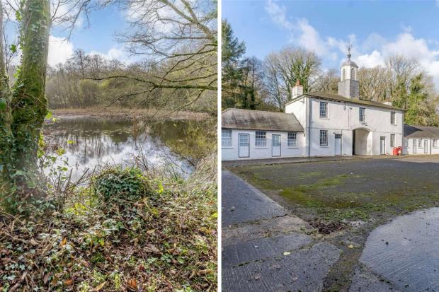 Tivyside Advertiser: A huge pond and a former stable block are amongst the treasures on the estate. Picture: Savills, Cardiff