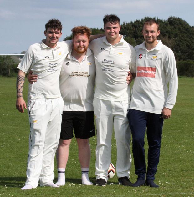 Tivyside Advertiser: Tom Cole, Harry Thomas, Ryan Morton and Kyle Marsh who accumulated a total between them of 134 runs in their victory against Narberth. Pic: Susan McKehon
