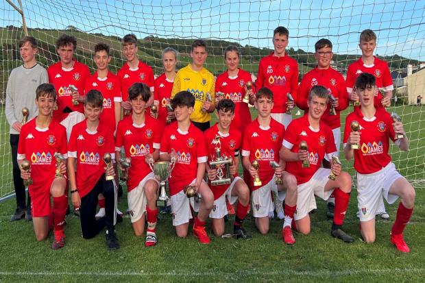 Newcastle Emlyn U14s celebrated the league and cup double this season.