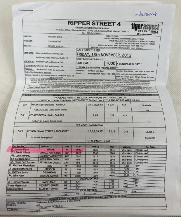 Tivyside Advertiser: The Ripper Street script authenticated by Jerome Flynn