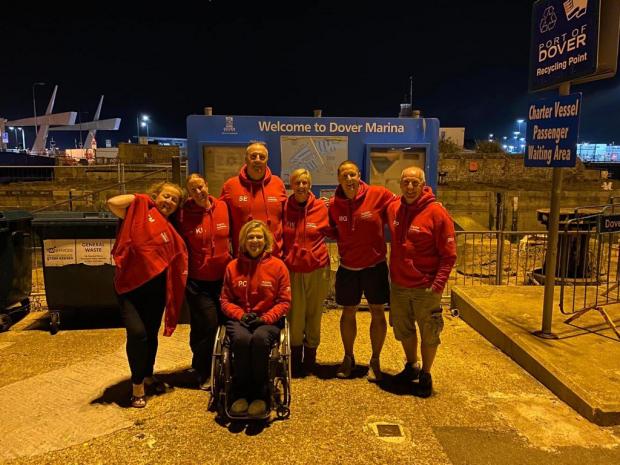Tivyside Advertiser: The Aspire Mutts in Dover before the team set off to swim the Channel