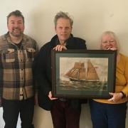 Pictured are CAS members (from left): Nick Newland, Clive Davies, Bill Hamblett, Kathleen Martin and Adrian Lawes with the Lizzie Ellen painting.