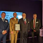 Cllr Bryan Davies, Leader of Ceredigion County Council; Colonel Sion Walker; Cllr Paul Hinge, Member Champion for Armed Forces and Geraint Edwards, Corporate Lead Officer for People & Organisation.