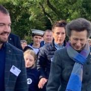 Rhys Mcloughlin accompanies Princess Anne on her visit to the Havard Stables
