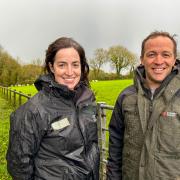North Pembrokeshire Development Officer Rhiannon James with farmer, Meirion Rees.