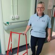 Wendy Mattick, assistant physiotherapy practitioner, with one of the walking frames. Picture: Hywel Dda Health Charities