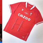 Jac Morgan donated a signed Wales jersey from the autumn internationals. Picture: Hywel Dda Health CHarities