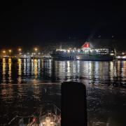 The Stena Europe is pictured after its arrival in Fishguard last Saturday night.
