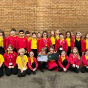 Ysgol Bro Teifi's pupils with their award