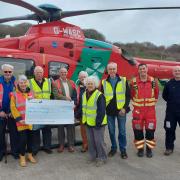 Presentation of Cheque at Llanelli Wales Air Ambulance Trust Operational Base by members of Clwb Rotari Aberaeron Rotary Club A’r Cylch. Picture: Aberaeron Rotary Club