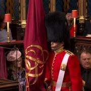 2Lt Rupert Elmhirst with the Colour at the coronation of King Charles III. Picture: Jess Elmhirst
