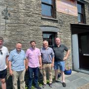 Stephen Crabb (centre), with some of the key operators in the Crymych Arms project