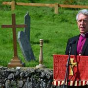 The Archbishop of Wales, Andrew John, preaching at Mwnt on Sunday afternoon